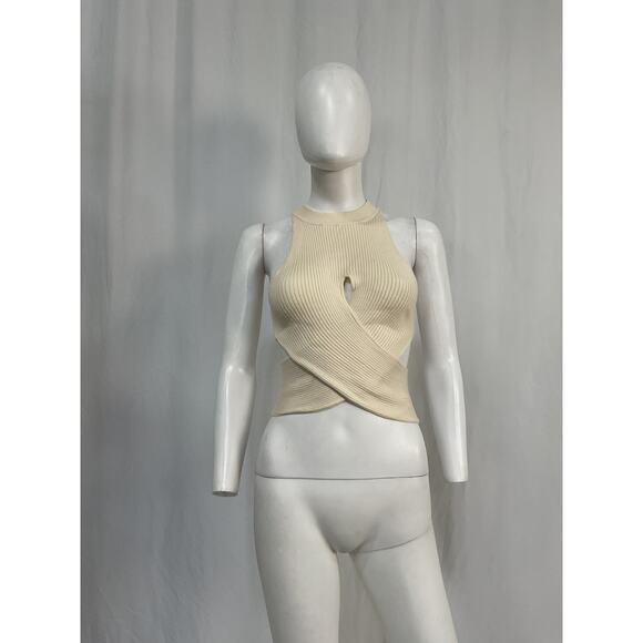 Camila Coelho 'Macadamia' Ivory Nylon Crossover Top Size S - Picture 2 of 5